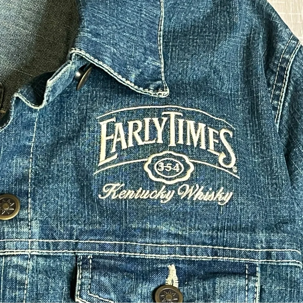 Woman’s Denim Jacket with Embroidered Logo Kentucky Whiskey Early Times Sz Large